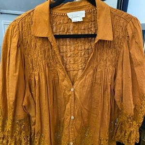 Anthropologie Lace Short Sleeve Blouse